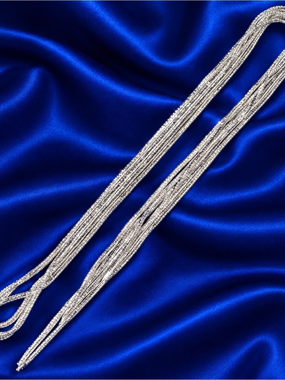 4mm Silver Crystal Rhinestone Rope Trim 2 Yards Uncut DIY Sewing Craft Bling